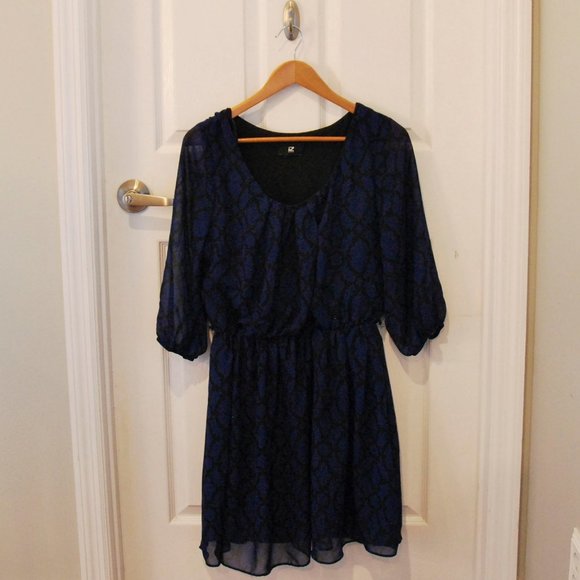 Iz Byer Blue & Black Patterned Dress - Picture 3 of 5